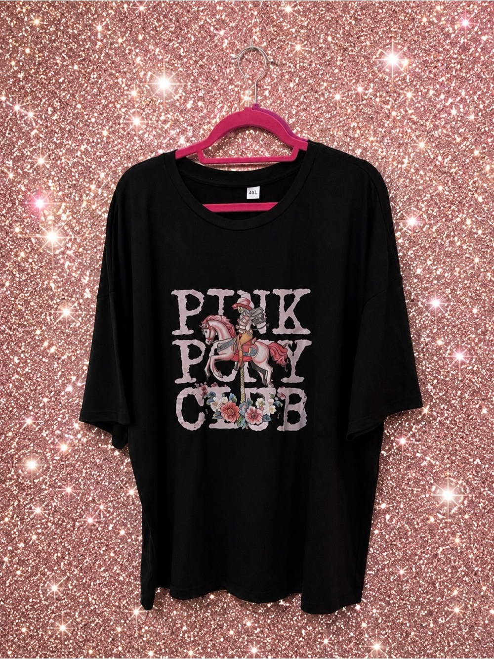 Pink Pony Club Graphic Black Tee 5X